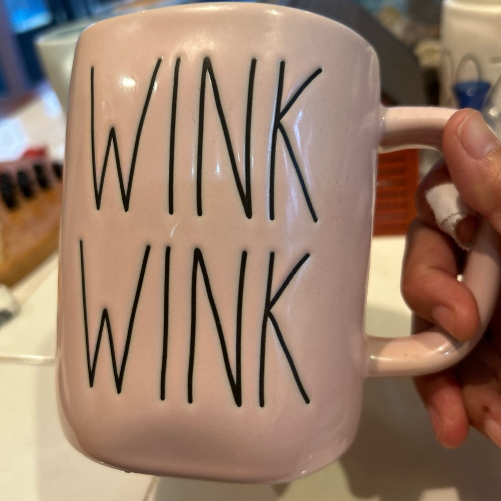 Rae Dunn Pink 'Wink Wink' coffee tea Mug